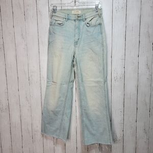 We The Free People Whisker Wash Faded Flare Jeans OB560091 Glass Blue Size 27.